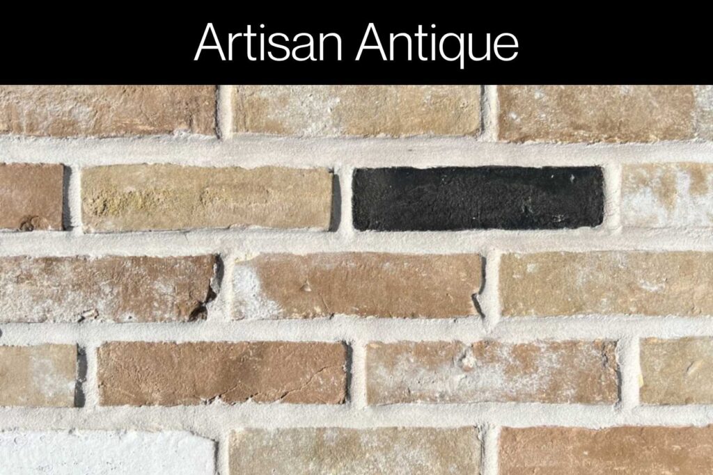 Warm clay-toned brick with handcrafted texture and white and charcoal highlights for a historic look.