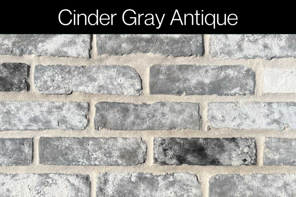 Charcoal gray brick with smoky undertones and aged white accents, offering a bold and rustic aesthetic.