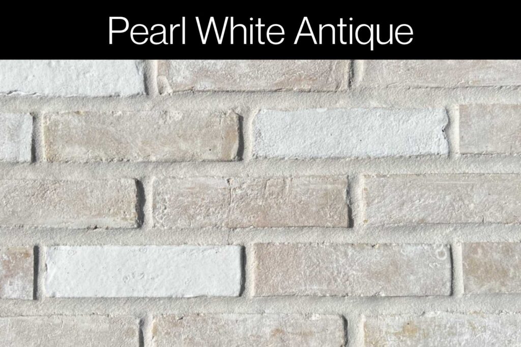 Handcrafted white antique brick with soft beige undertones and a gently distressed texture from the Lone Star Brick Collection.