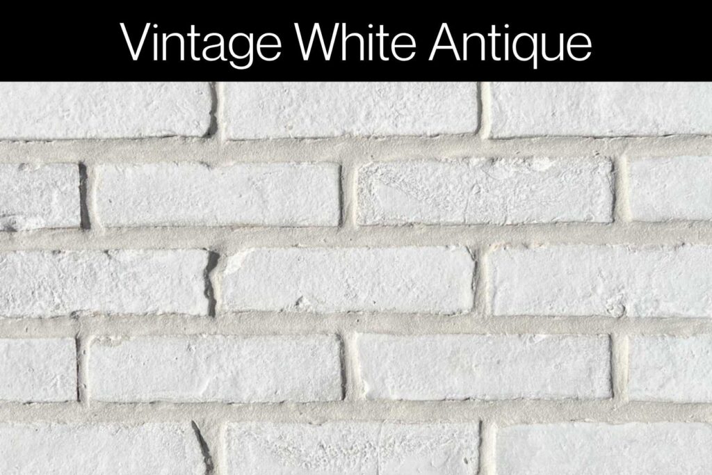 Chalky white antique brick with light matte finish and subtle aging, ideal for traditional or modern home designs.