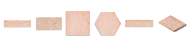 Gigliato listel, rectangle, square and hexagon formats