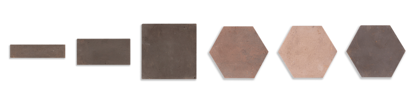 Terre colorate Dark Grey core formats and Brown, Beige and Dark Grey hexagons
